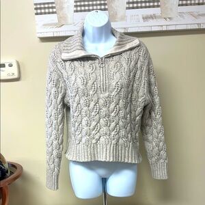 Sincerely Jules Cozy Cable Knit 1/2 Zip Turtleneck Pullover Sweater Size M